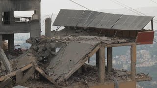 Lebanon residents check damaged buildings after overnight Israeli strikes [upl. by Elmaleh]