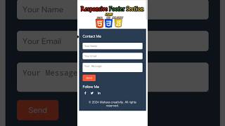 Responsive Footer Section using html css amp javascript codingshorts responsivefootersection [upl. by Foskett]