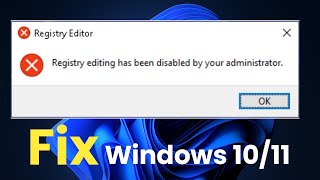 Registry editing has been disabled by your administrator Problem fix Windows 1011 in hindi [upl. by Cyma]