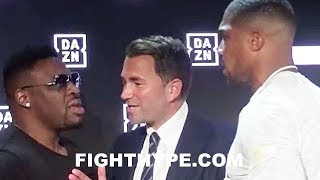 DAAAMN ANTHONY JOSHUA ERUPTS ON JARRELL MILLER NEAR BRAWL AS HEATED WORDS ARE EXCHANGED [upl. by Etteve507]