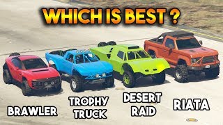 GTA 5 ONLINE  TROPHY TRUCK VS DESERT RAID VS BRAWLER VS RIATA WHICH IS BEST [upl. by Torey916]