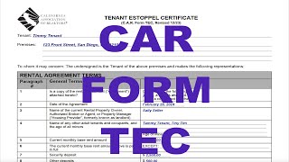 California Tenant Estoppel Certificate  CAR form TEC [upl. by Yardley]