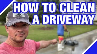 How to Pressure Wash a Concrete Driveway  Step By Step Walkthrough [upl. by Sutelc399]