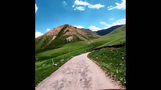 KalmakAshu Pass Way from Lake SongKöl travel nature mountains lake driving offroad summer [upl. by Ettevi246]