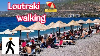 LOUTRAKI BEACH WALKING 2023 [upl. by Eedebez]