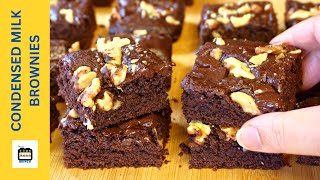 Eggless Fudgy Brownies Condensed Milk Fudgy Brownie Recipe CookBakeMunch [upl. by Watts]