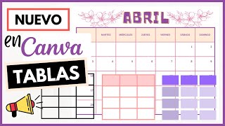 Cómo hacer un CALENDARIO MENSUAL en Canva GRATIS  APRENDE a usar TABLAS la NUEVA Función de Canva [upl. by Sheffield]