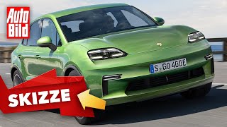 Porsche Macan Elektro 2023  Die ersten Bilder des ElektroMacan  Skizze [upl. by Nonnerb]