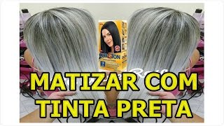 COMO MATIZAR E PLATINAR AS MECHAS COM 10 TINTA PRETA [upl. by Ellinehc]