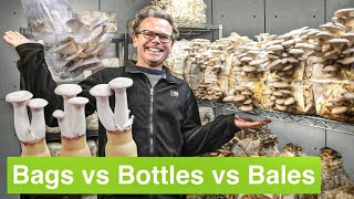 Bags vs Bottles vs Bales amp Reducing Mushroom Production Costs I Mushroom Farming I GroCycle [upl. by Arriet]