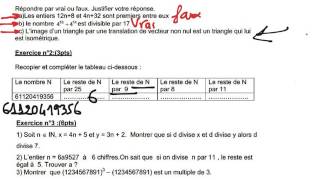 Exercice Arithmétique 2eme Anneé Sc Partie 2 [upl. by Aynotak]