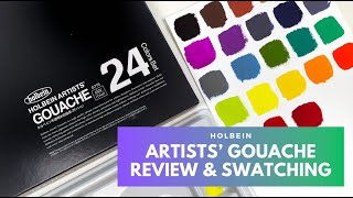 Holbein Artists Gouache 24 Set Colors Review amp Swatching [upl. by Kania489]