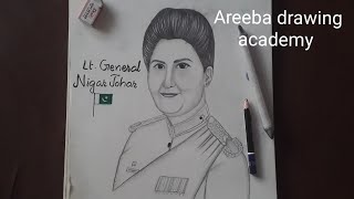 Sketch of LtGeneral Nigar Johar  pakistani tujhe salam  nigarjohar [upl. by Eseerehc335]