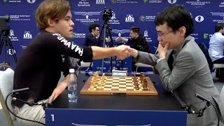 Magnus Carlsen2887 vs Yu Yangyi2762  World Blitz Chess Championship 2023 [upl. by Anelav]