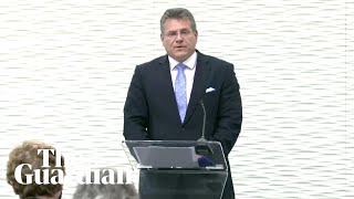 Brexit EUs Šefčovič makes statement on Northern Ireland trade after meeting Frost – watch live [upl. by Atteuqahc]