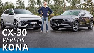 2023 Hyundai Kona v Mazda CX30 Comparison  Allnew Korean small SUV takes on one of Japan’s finest [upl. by Hutt290]