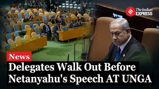 Iran Kuwait and Saudi Arabia Delegates Walkout as Netanyahu Begins Speech at UN [upl. by Eseerehc996]