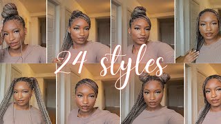 24 CUTE WAYS TO STYLE KNOTLESS BRAIDS  no hairtie needed [upl. by Xed889]