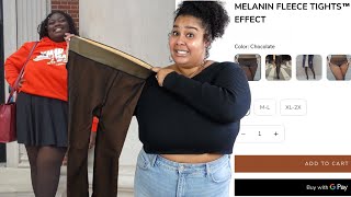 Melanin Fleece Tights Review  Fake Translucent Warm Fleece Tights Unboxing [upl. by Randal316]