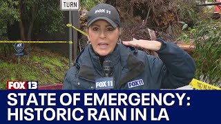 Los Angeles state of emergency Historic rain flooding [upl. by Dianne]