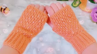 💞MITONES A CROCHET GUANTES SIN DEDO TEJIDO A CROCHETPUNTO GOTATEJIDO A CROCHET FÁCIL 💞 [upl. by Lacagnia]