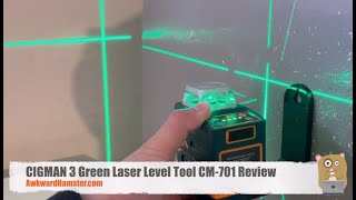 CIGMAN 3 Green Laser Level Tool CM701 Review [upl. by Bullock333]