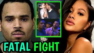 Serious fight between Chris brown and AsAP Rocky as asap rocky was caught kissing Ammika [upl. by Sualokin]