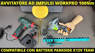 Piccolo avvitatore ad impulsi Parkside x12v team compatibile Workpro 100 Nm compatibile parkside [upl. by Ahsrav392]