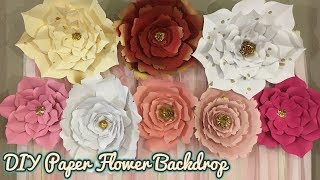 Paper Flower Backdrop  Pink White and Gold theme Party Backdrop  FREE TEMPLATE DOWNLOAD [upl. by Nalek]