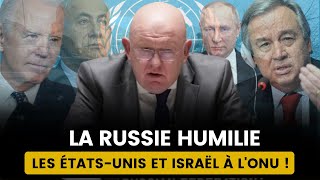 RÉUNION EXPLOSIVE À LONU  LA RUSSIE DÉMOLIT LES ÉTATSUNIS ET ISRAËL [upl. by Danny]