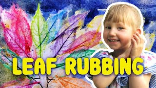 LEAF RUBBING Rainbow Tree EASY amp FUN Art Lesson for Kids and Beginners with Crayons and Watercolour [upl. by Minta831]