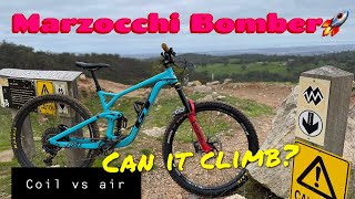 Coil vs Air  Trail Climbs vs Descending  Marzocchi Bomber CR coil review  Eagle MTB park [upl. by Eidroj]