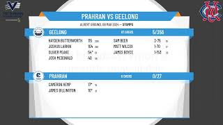 Victorian Premier Cricket  Kookaburra Mens Firsts  Semi Final  Prahran v Geelong  Day 1 [upl. by Waligore]