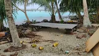 Huge waves struck Kapingamarangi Atoll January 2024 [upl. by Eanahs]