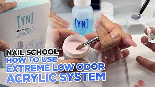 Nail School  How To Work with Extreme Low Odor Acrylic Using New Arch Light amp Ceramic Bit [upl. by Walcott]