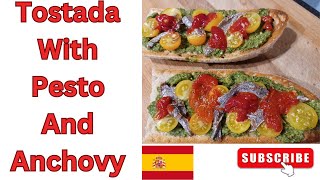 Tostada with Pesto amp Anchovy  Bold amp Flavourful Appetizer Recipe [upl. by Onairam92]