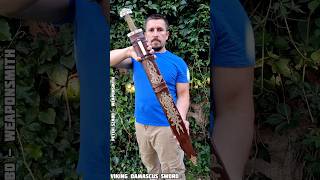 Astrid  viking damascus sword Length 970 mm Blade length 802 mmBlade width at the guard 64 mm [upl. by Aynam]