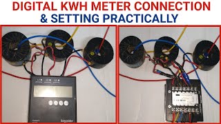 3 phase digital kwh meter connection amp setting Kwh meter connection [upl. by Frieda]