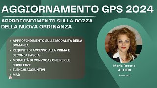 Aggiornamento GPS 2024 approfondimento sulla bozza della nuova ordinanza scuola [upl. by Akselav]