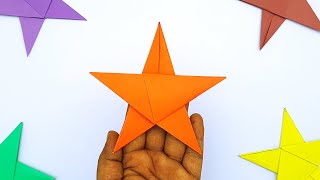 Five Pointed Paper Star Making Instructions  Easy Origami Star Tutorial [upl. by Bazluke]