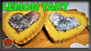 Baked Lemon Tart Recipe  Tarte Au Citron Lemon  Valentines Baking Gift Ideas  Heart Shaped Baking [upl. by Adnim]