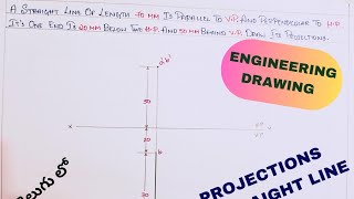 PROJECTIONS OF STRAIGHT LINES  ENGINEERING DRAWING  IN TELUGU [upl. by Enenaej]