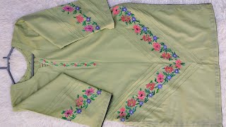 Fabric painting on shirt floral design detailing without shading [upl. by Rog58]