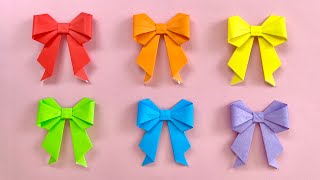 折り紙 簡単 可愛い リボン 折り方 Origami Easy Cute Ribbon Bow 3D Paper Craft DIY 工作 作り方 종이접기 쉬운 예쁜 리본 折纸 蝴蝶结 [upl. by Etnaihc]