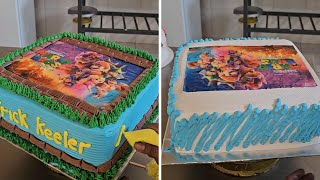 Como decorar un pastel cuadrado de Mario Bros con papel de arroz comestible cakemariobros [upl. by Greeson]