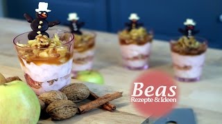 Weihnachtliches Dessert im Glas  Festlicher SahneQuark ApfelZimt Nachtisch [upl. by Anilef]