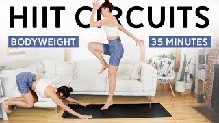 HIIT Circuits Workout 35 Min Class  Bodyweight Only [upl. by Nosro39]