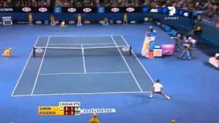 2011 Australian Open R2 Simon vs Federer Highlights Pt 1 [upl. by Eetse]