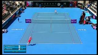 Estrella Cabeza Candela vs Elena Vesnina Hobart International 2014  Match Highlights [upl. by Schwenk]