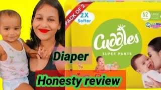 Baby diapers honesty reviewBudgetfriendly diapers cuddles super pants 124 piece [upl. by Irmina]